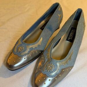 Women's Gold and Grey Loafers